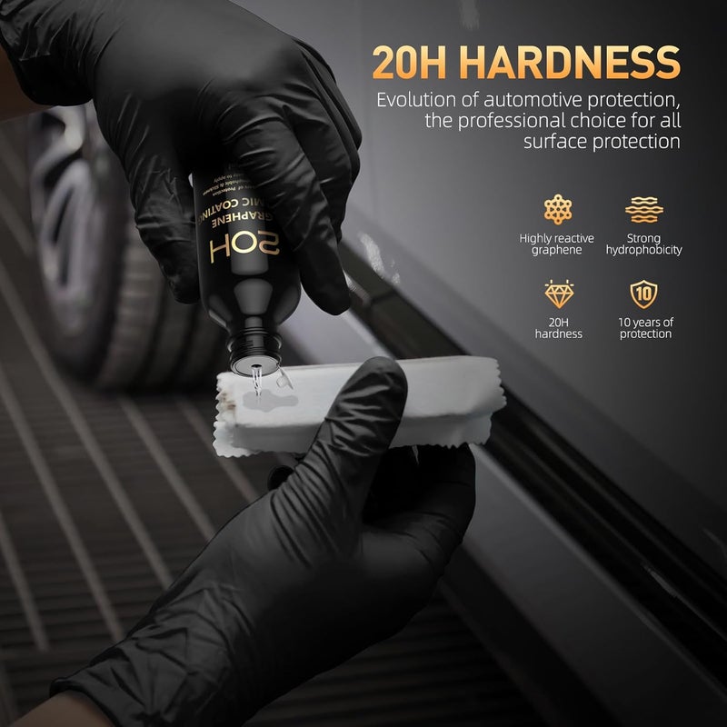 DRONAR 20H Advanced Graphene Ceramic Coating for Cars (70ml) - Car Detailing Kit, 10+ Years of Long Lasting Protection, Apply After Car Wash & Paint Correction, Ultra High Gloss - Image 4